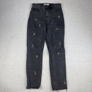 Abercrombie & Fitch Black Floral Embroidered Jeans